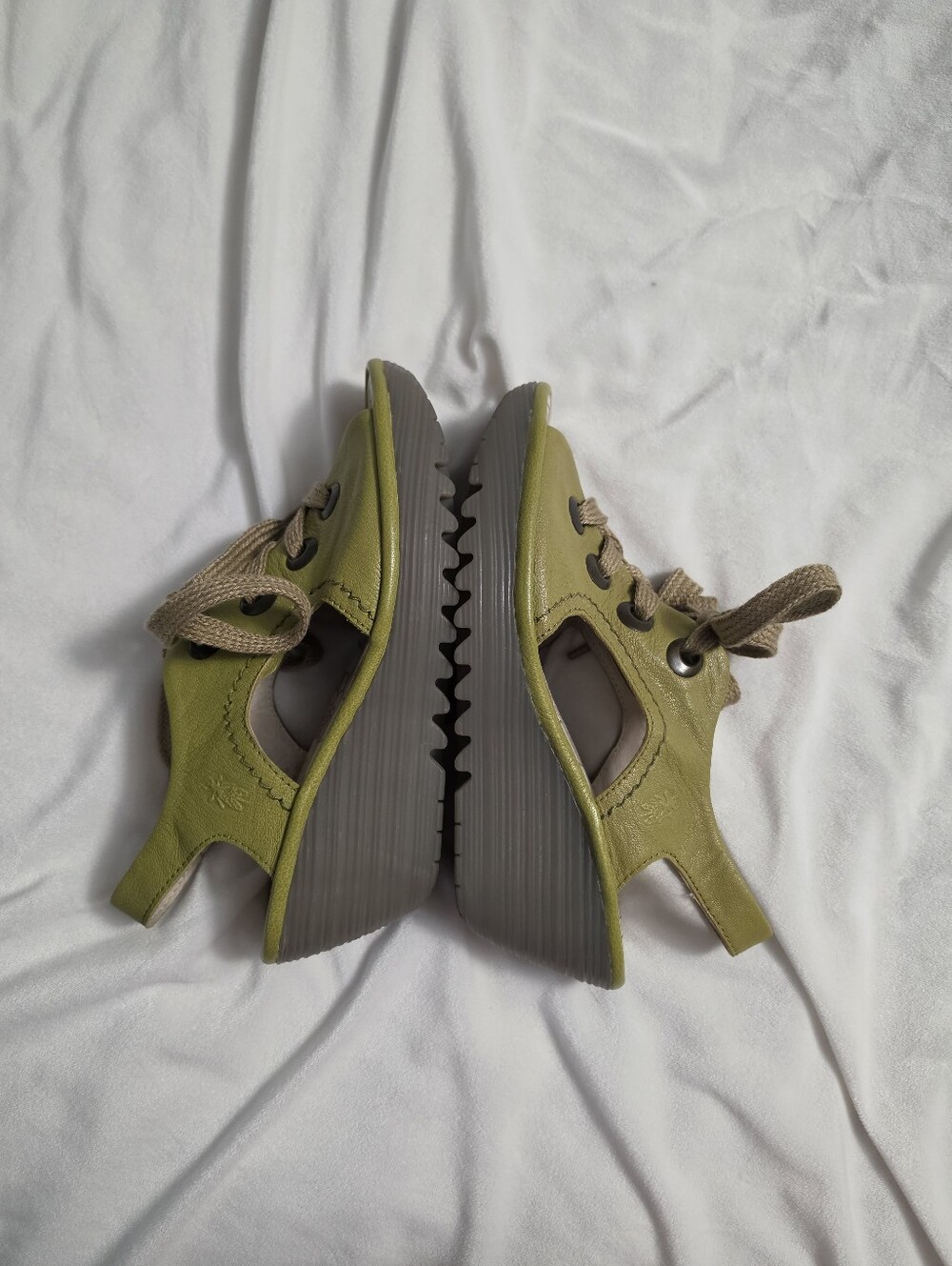 Fly London Women's Size 40 EUR US Size 9 Green Ylfa Wedge Tie Up Sandals Leather - Picture 6 of 9
